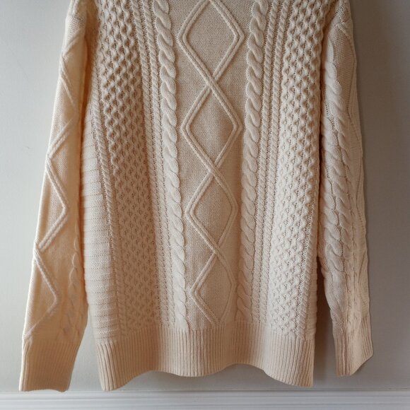 'ANRABESS' Oversized Cream Aran Style Sweater Size M-L NWT - Picture 4 of 10